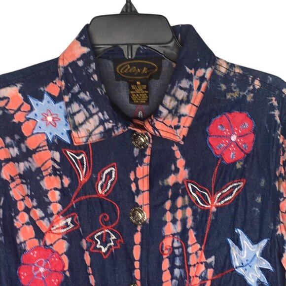 Alex Ku Jacket Womens Small Embroidered Boho Button Up Festival Floral - Picture 2 of 13